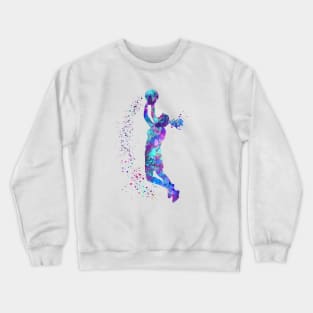 Basketball Girl Player Watercolor Sport Crewneck Sweatshirt